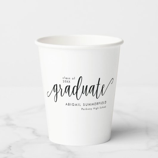 Moderne, handgeschriebene SkriptGraduierungspartei Pappbecher (Rückseite)
