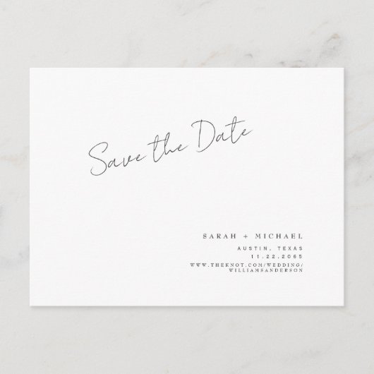 Moderne handgeschriebene SkriptWedding Save the Da Postkarte (Vorderseite)