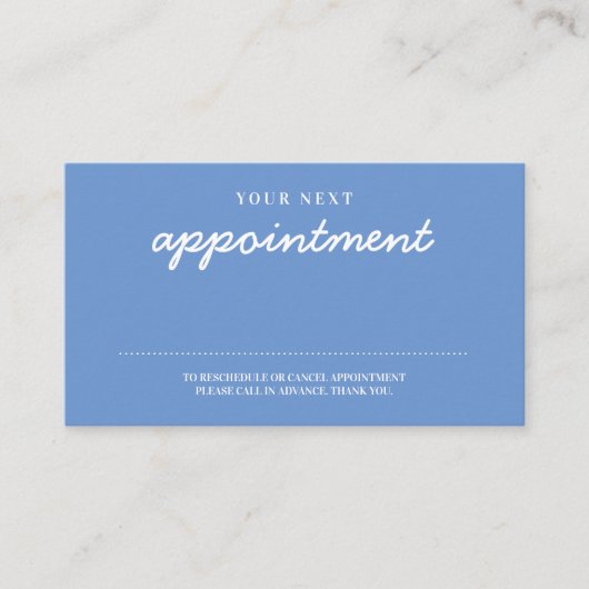 Moderne handgeschriebene, stilvolle Blue Erinnerun Terminkarte (Vorderseite)