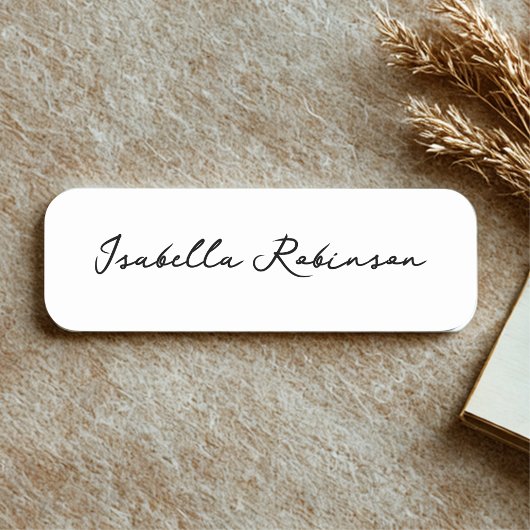 Moderne handgeschriebene, stilvolle Mitarbeiter Ma Namensschild