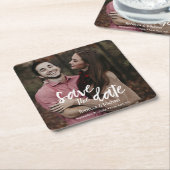 Moderne handgeschriebene, stilvolle Save the Date  Rechteckiger Pappuntersetzer (angewinkelt)