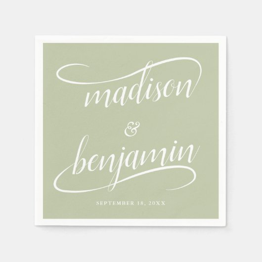 Moderne handgeschriebene Swash-Kalligrafie-Hochzei Serviette (Vorderseite)