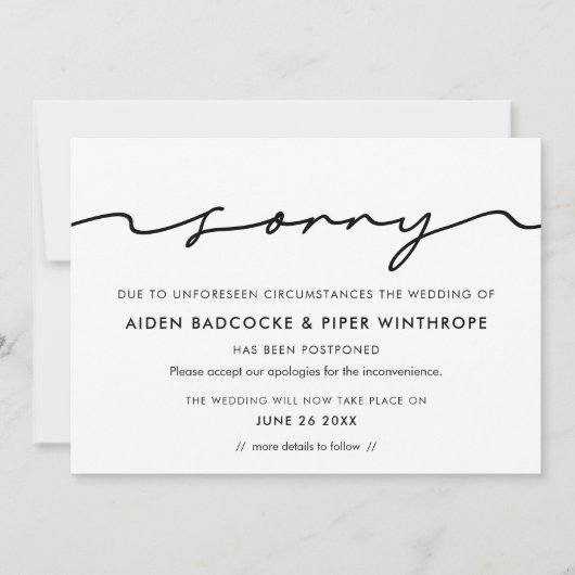 Moderne handgeschriebene Traukarte Einladung (Vorderseite)