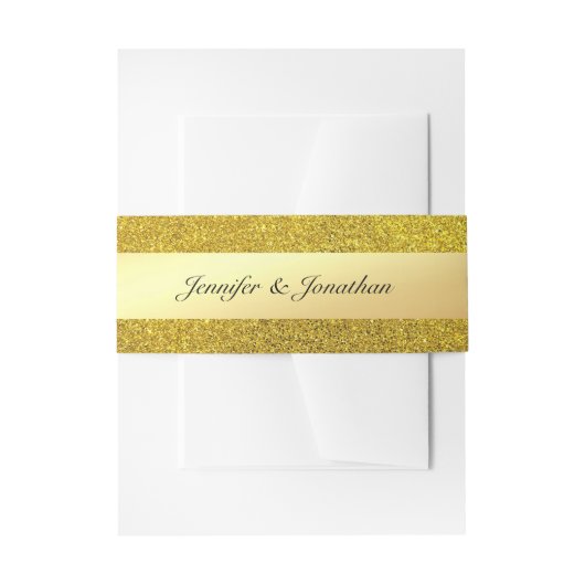 Moderne, handgeschriebene trendy Gold Glitzer Temp Einladungsbanderole (Vorderseite Beispiel)