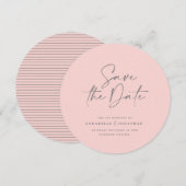 Moderne handgeschriebene Typografie Hochzeit rosa Save The Date (Vorne/Hinten)