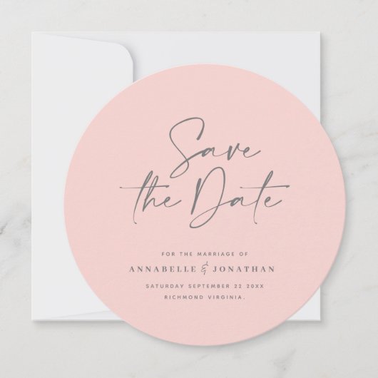 Moderne handgeschriebene Typografie Hochzeit rosa Save The Date (Vorderseite)