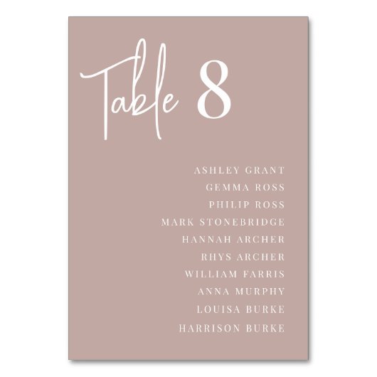 Moderne handgeschriebene und klassische Serif-Gäst Tischnummer (Rückseite)