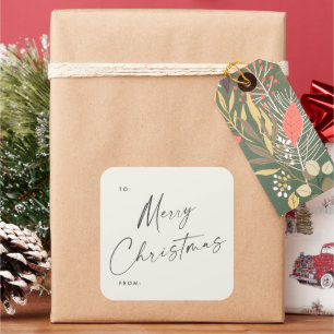 Moderne handgeschriebene Weihnachts-Geschenkanhäng Quadratischer Aufkleber