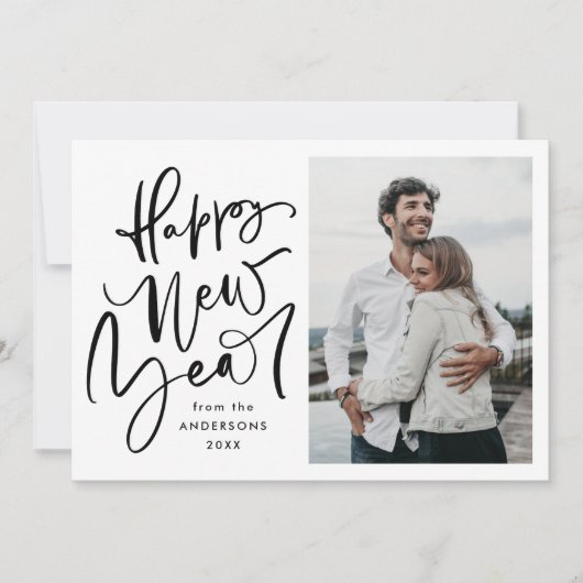 Moderne handgeschriebene Weihnachtsfotokarte Feiertagskarte (Vorderseite)