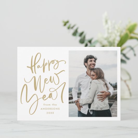 Moderne handgeschriebene Weihnachtsfotokarte Feiertagskarte (Stehend Vorderseite)