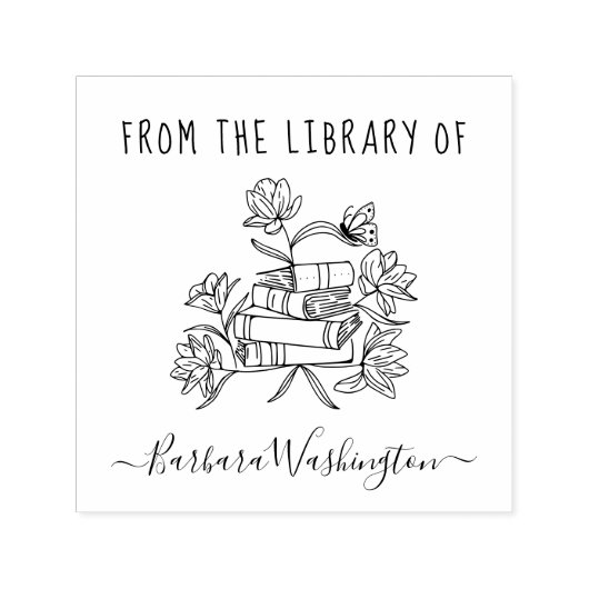 Moderne handgezeichnet Bibliothek Butterfly Permastempel (Design)