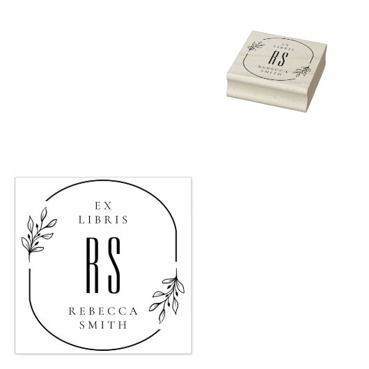 Moderne handgezeichnet Blätter Ex Libris Individue Gummistempel (Stempel)