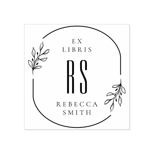 Moderne handgezeichnet Blätter Ex Libris Individue Gummistempel (Prägung)
