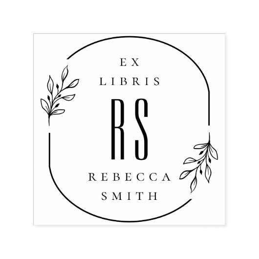 Moderne handgezeichnet Blätter Ex Libris Individue Permastempel (Design)