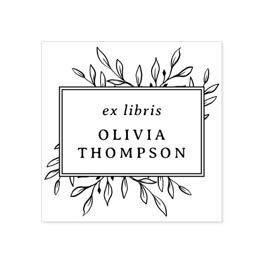 Moderne handgezeichnet Blätter Ex Libris Name Libr Gummistempel (Prägung)