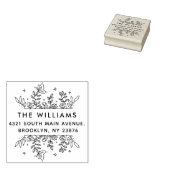 Moderne handgezeichnet Blätter rahmen Rücksendeadr Gummistempel (Stempel)