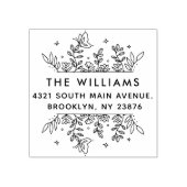 Moderne handgezeichnet Blätter rahmen Rücksendeadr Gummistempel (Prägung)