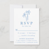 Moderne handGezeichnet Blaupalmen Hochzeiten RSVP Karte (Vorderseite)