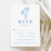 Moderne handGezeichnet Blaupalmen Hochzeiten RSVP Karte