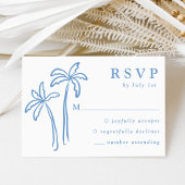Moderne handGezeichnet Blaupalmen Hochzeiten RSVP Karte