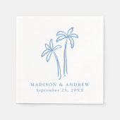 Moderne handGezeichnet Blaupalmen Hochzeiten Serviette (Vorderseite)