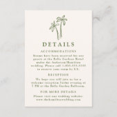 Moderne handGezeichnet Palmen Creme Hochzeitsdetai Begleitkarte (Vorderseite)
