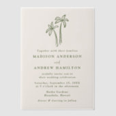 Moderne handGezeichnet Palmen-Creme Pergament Einladungen (Vorderseite)