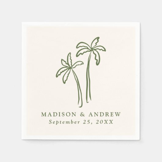 Moderne handGezeichnet Palmen-Creme Serviette (Vorderseite)