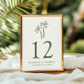 Moderne handGezeichnet Palmen-Creme Tischnummer