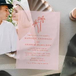 Moderne, handGezeichnet Palmen, rosa Hochzeit Pergament Einladungen