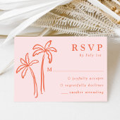 Moderne, handGezeichnet Palmen, rosa Hochzeit RSVP Karte