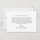 Moderne, handGezeichnet, schwarze Palmen Hochzeite Dankeskarte (Rückseite)