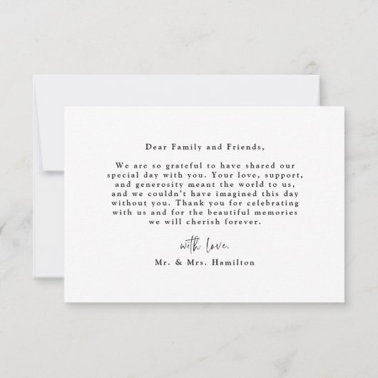 Moderne, handGezeichnet, schwarze Palmen Hochzeite Dankeskarte (Rückseite)