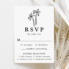 Moderne, handGezeichnet, schwarze Palmen Hochzeite RSVP Karte