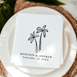 Moderne, handGezeichnet, schwarze Palmen Hochzeite Serviette
