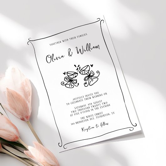 Moderne handGezeichnet Whimsical Wedding Einladung