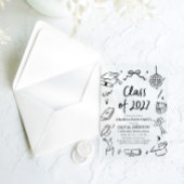 Moderne handgezeichnete Abschlussfeier Klasse 2027 Acryleinladungen