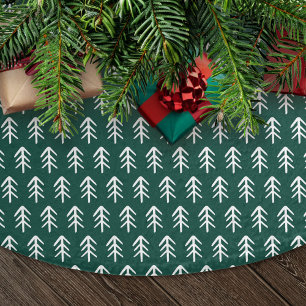 Moderne handgezeichnete Bäume Grün Polyester Weihnachtsbaumdecke