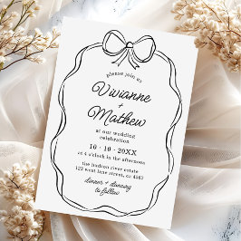 Moderne handgezeichnete Black Bow-Hochzeit Einladung
