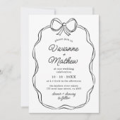 Moderne handgezeichnete Black Bow-Hochzeit Einladung (Vorderseite)
