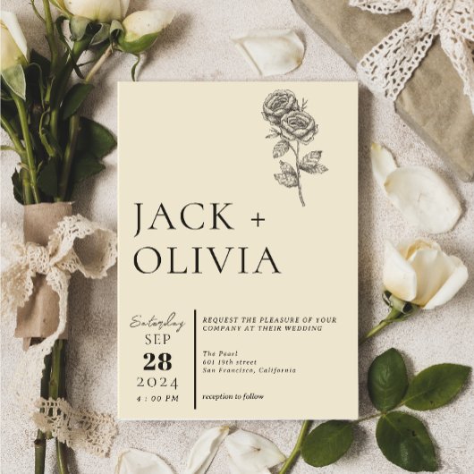 moderne, handgezeichnete Blume Trend Hochzeit Einladung