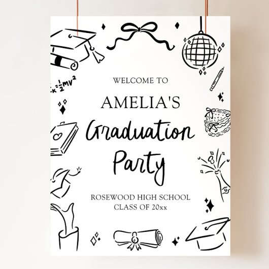 Moderne handgezeichnete Bogengratulationsparty-Wil Poster
