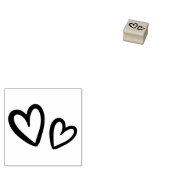 Moderne Handgezeichnete Brush-Herzen | Holzmotiv Gummistempel (Stempel)