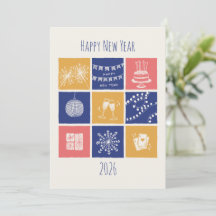 Moderne handgezeichnete bunte Neujahrselemente 202