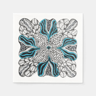 Moderne handgezeichnete Doodle mit Blau Serviette