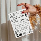 Moderne handgezeichnete Doodle-Silvesterparty Einladung