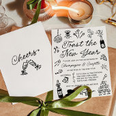 Moderne handgezeichnete Doodle-Silvesterparty Einladung