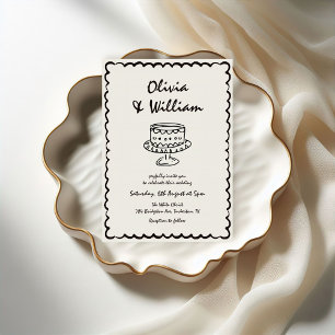 Moderne handgezeichnete einzigartige Retro-Hochzei Einladung