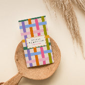 Moderne handgezeichnete farbenfrohe karierte Quirk Visitenkarte