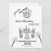 Moderne Handgezeichnete Geburtstagsessen Party Ein Einladung (Vorne/Hinten)